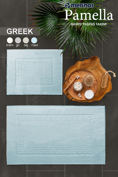 Merinos Pamella 2 Li Banyo Paspas Takımı Greek Mavi - 1