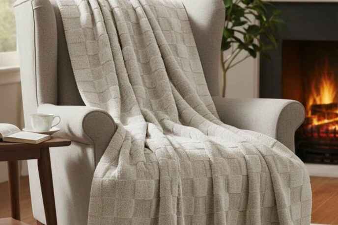 Merinos Fiona Stonecube Soft Battaniye 200X220 Bej - 1