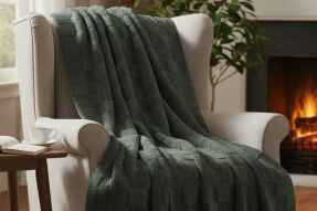 Merinos Fiona Stonecube Soft Battaniye 200X220 Haki - Merinos