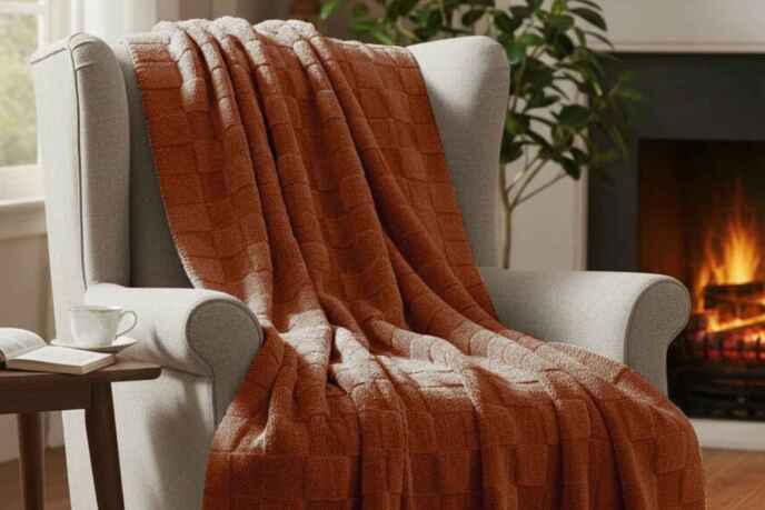 Merinos Fiona Stonecube Soft Battaniye 200X220 Kiremit - 2