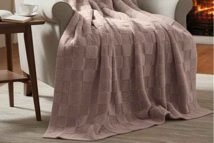 Merinos Fiona Stonecube Soft Battaniye 200X220 Pudra - 2