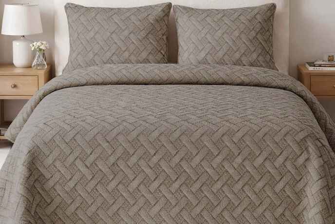 Merinos Elegance Yatak Örtüsü Seti Çift Aleda Vizon - 1