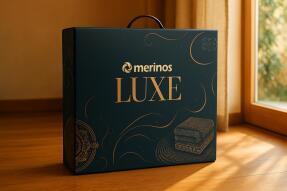 Merinos Luxe 3 Parça Çift Kişilik Yatak Örtüsü Seti Kutulu 230x250 Çizgili Pudra - 4