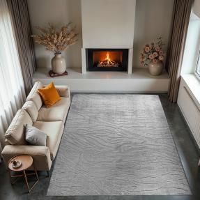 Dinarsu Alaçatı Püsküllü Parça Halı 150X230 Hex Gri - Dinarsu