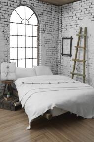 Dolce Bonita Home Tek Kişilik Ponponlu Pike Battaniye 150x200 Krem - 5