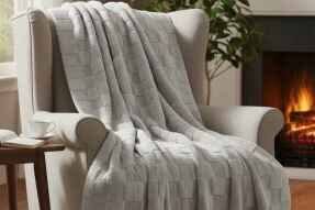 Merinos Fiona Stonecube Soft Battaniye 150X220 Gri - Merinos