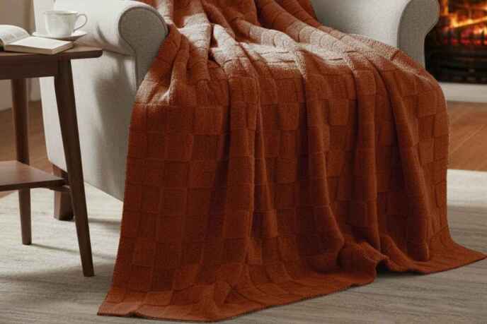 Merinos Fiona Stonecube Soft Battaniye 150X220 Kiremit - 2