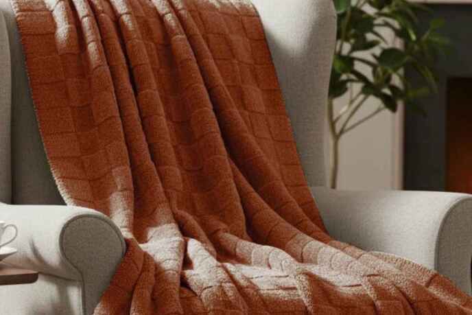 Merinos Fiona Stonecube Soft Battaniye 150X220 Kiremit - 3
