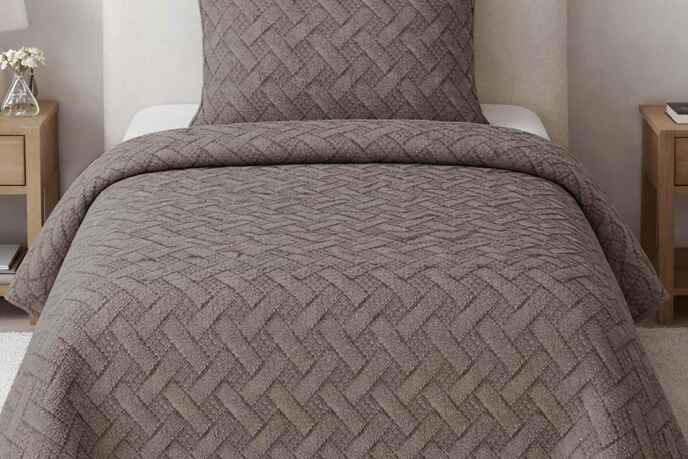 Merinos Elegance Yatak Örtüsü Seti Tek Kişilik Aleda Vizon - 2