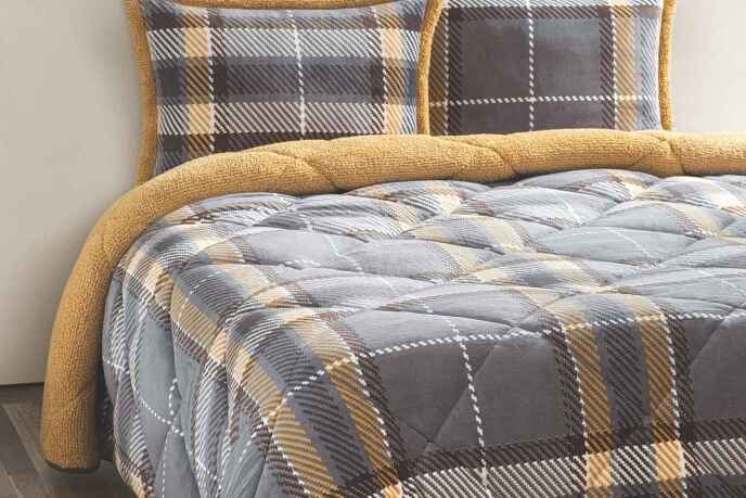 Merinos Comforter Yorgan Seti 220X240 Antonin Gri-Sarı - 1