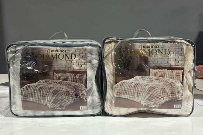 Merinos Diamond 3 Parça Bubble Kürk Comforter Set Duman Bej - 3