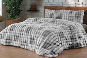 Merinos Diamond 3 Parça Bubble Kürk Comforter Set Duman Gri - 2