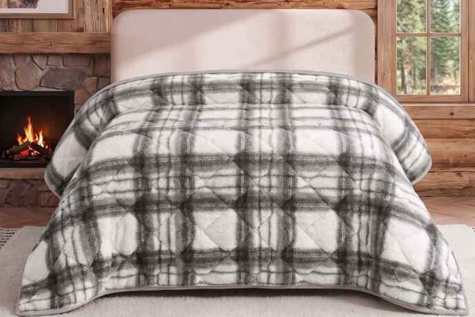 Merinos Loft Yorgan 195X215 Volante Antrasit - 2