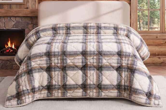 Merinos Loft Yorgan 195X215 Volante Gri - 1