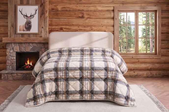 Merinos Loft Yorgan 195X215 Volante Gri - 2