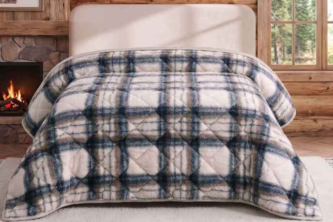 Merinos Loft Yorgan 195X215 Volante Mavi - 2